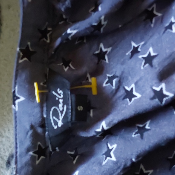 Rails Star Printed Midnight Smocked Long Sleeve Jamine Dress Sz.S - Picture 6 of 8